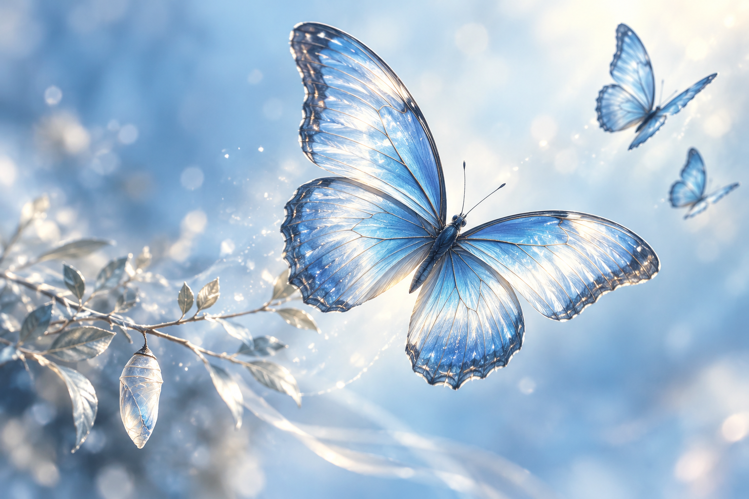 Blue butterfly artwork symbolizing transformation and new beginnings